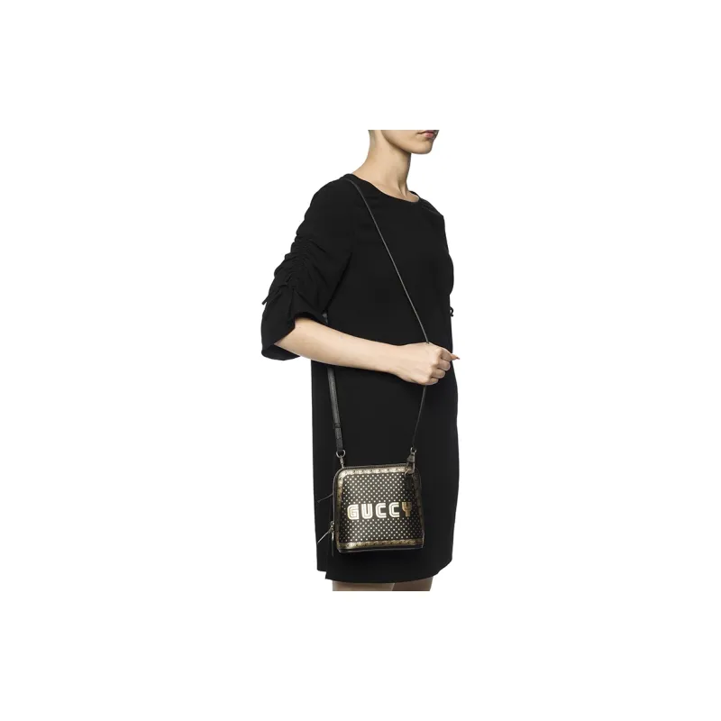 GUCCI Leather Dome Bag Crossbody Bag Shoulder Bag Unisex Black-7