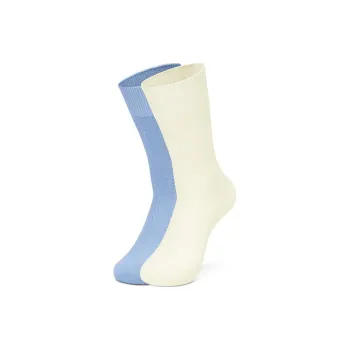 Skechers Yazhuan Series Mid Calf Socks Unisex 2 Pack Carnoli Cream/Resurrection Blue