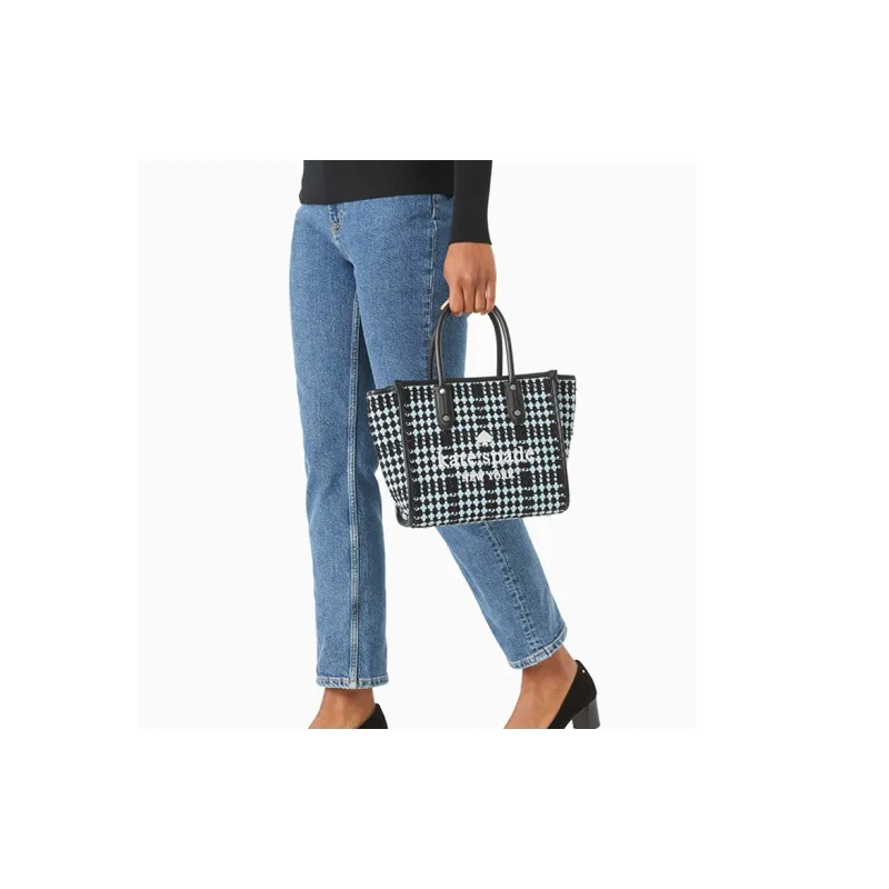 Kate Spade Fabric Tote Bag, Shopping Bag, Handbag, Shoulder Bag, Crossbody Bag Trumpets Women's Black & Blue-5