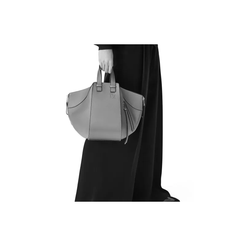 LOEWE Hammock Calfskin/Velour Handbag Shoulder Bag Crossbody Bag Small Size Women's Coal Gray-4