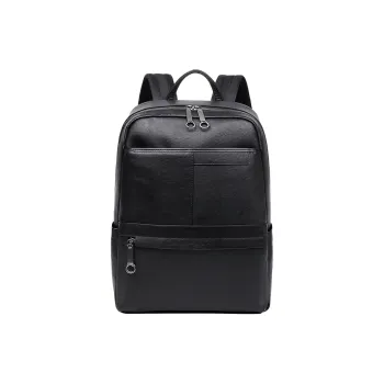 Old Man's Head Cow Leather Backpacks Backpack Laptop Bags Regular Men's Black