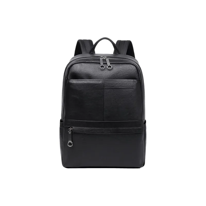 Old Man's Head Cow Leather Backpacks Backpack Laptop Bags Regular Men's Black-0