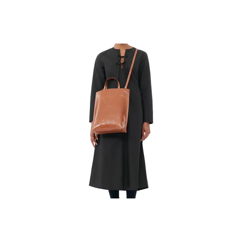 GANNI Recycled Polyester Shoulder Bag Crossbody Bag Handbag Medium Size Women's Brown-4