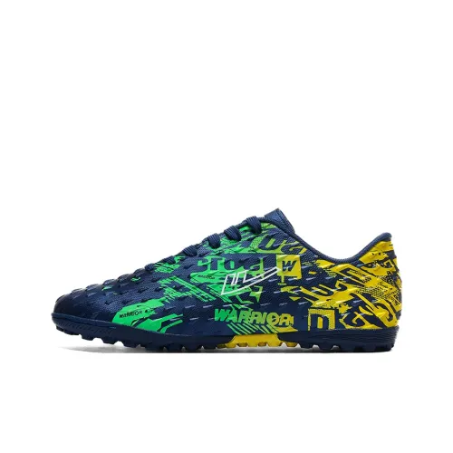 Warrior TT Rubber Broken Studs Artificial Ground Anti Slip Wear Resistant Soccer Shoes Unisex Dark Blue Yellow Green