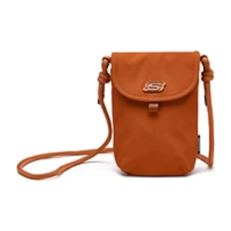 Skechers Fabric Cell Phone Pouch, Shoulder Bag, Crossbody Bag Regular Unisex Tan-1
