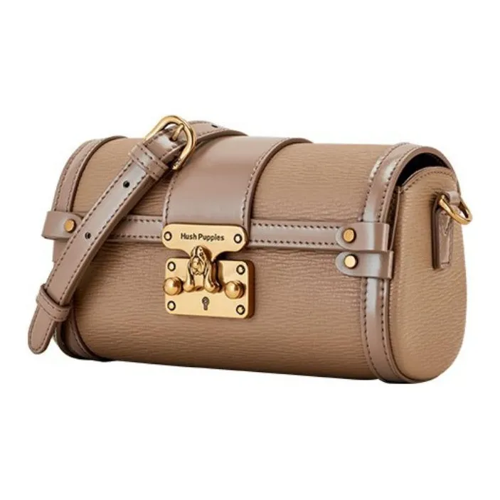 Hush Puppies Cow Leather Shoulder Bag Crossbody Bag Small Square Bag Women's Black/Green/Apricot-11