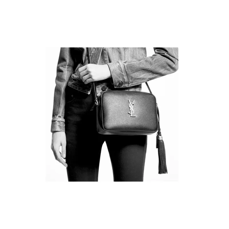 SAINT LAURENT LOU Sheepskin Camera Bag Shoulder Bag Crossbody Bag Women's Black-5