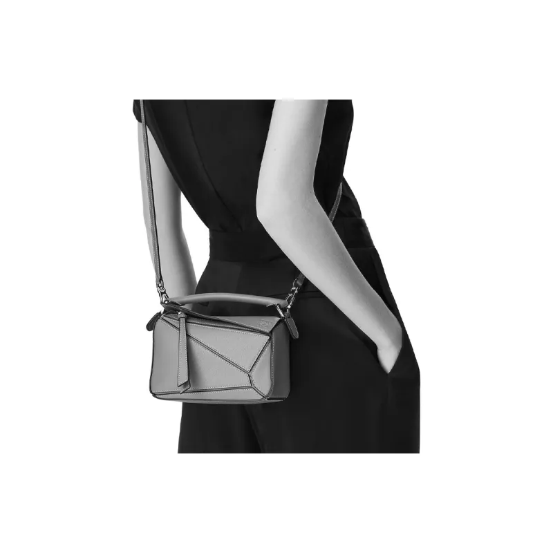 LOEWE Puzzle Grain Calfskin Geometric Puzzle Bag, Crossbody Bag, Shoulder Bag Mini Women's Light Caramel/Light Brown-5