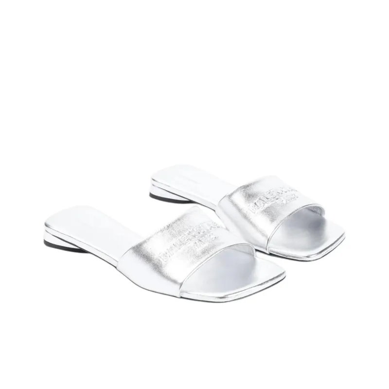 Balenciaga DUTY FREE Slide Slippers Women's Silver-3