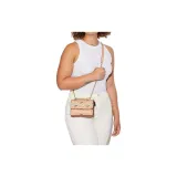 COACH Klare Smooth Leather With Coated Canvas Shoulder Bag Crossbody Bag Small Size Women's Brown & Pink