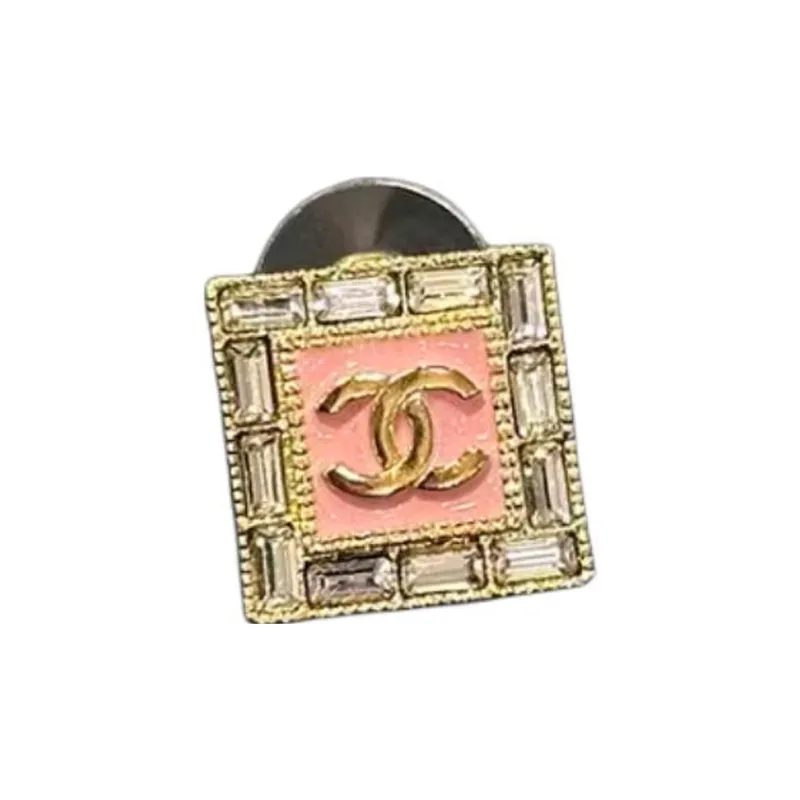 CHANEL Alloy Silver Plated Artificial Gemstone Gold Plated Earrings Women's Pink/Black-2