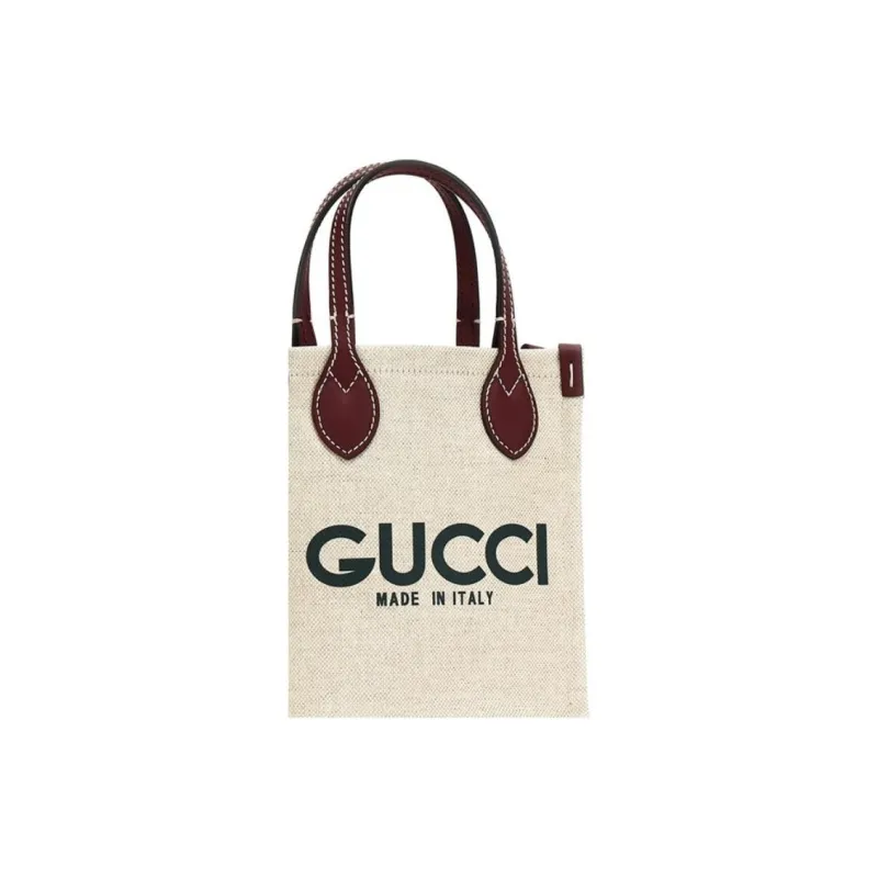 GUCCI Polyurethane With Cotton And Linen Patchwork Shoulder Bag, Crossbody Bag, Handbag Women's Beige-2