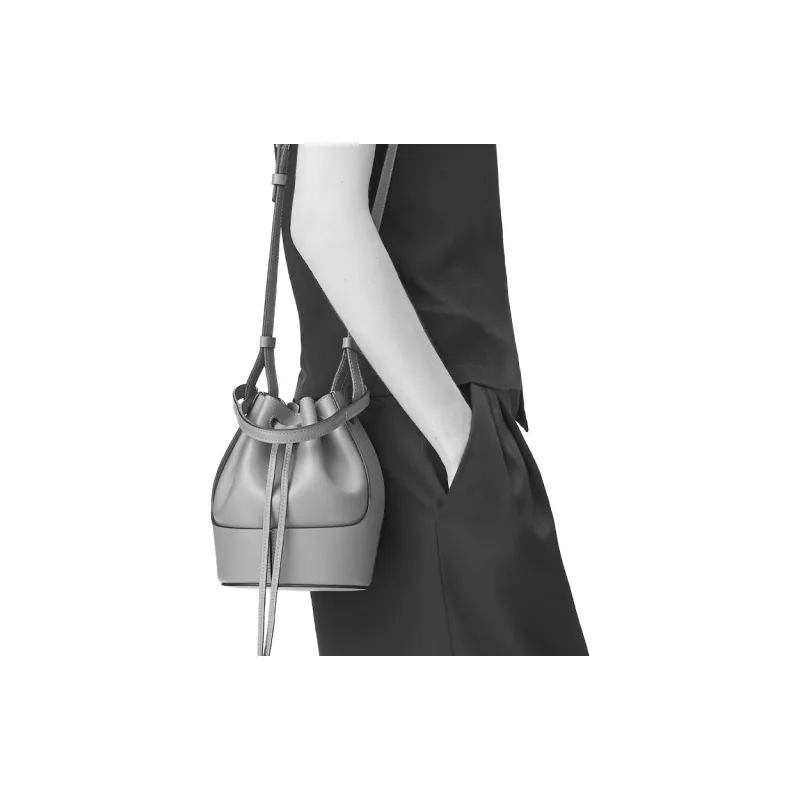 LOEWE Balloon Napa Calf Leather Bucket Bag Handbag Shoulder Bag Crossbody Bag Mini Women's Gray-4