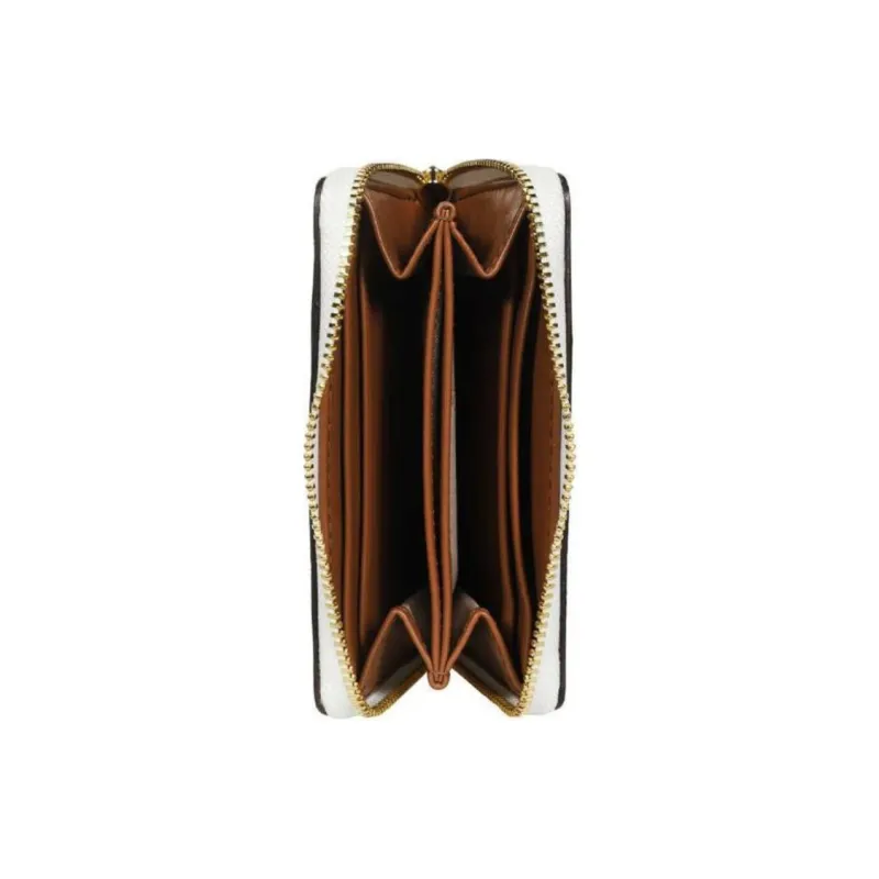 MICHAEL KORS PVC Bonded Polyester Bonded Polyurethane Wallet Small Size Women's Walnut Brown & Coral Red & White-2