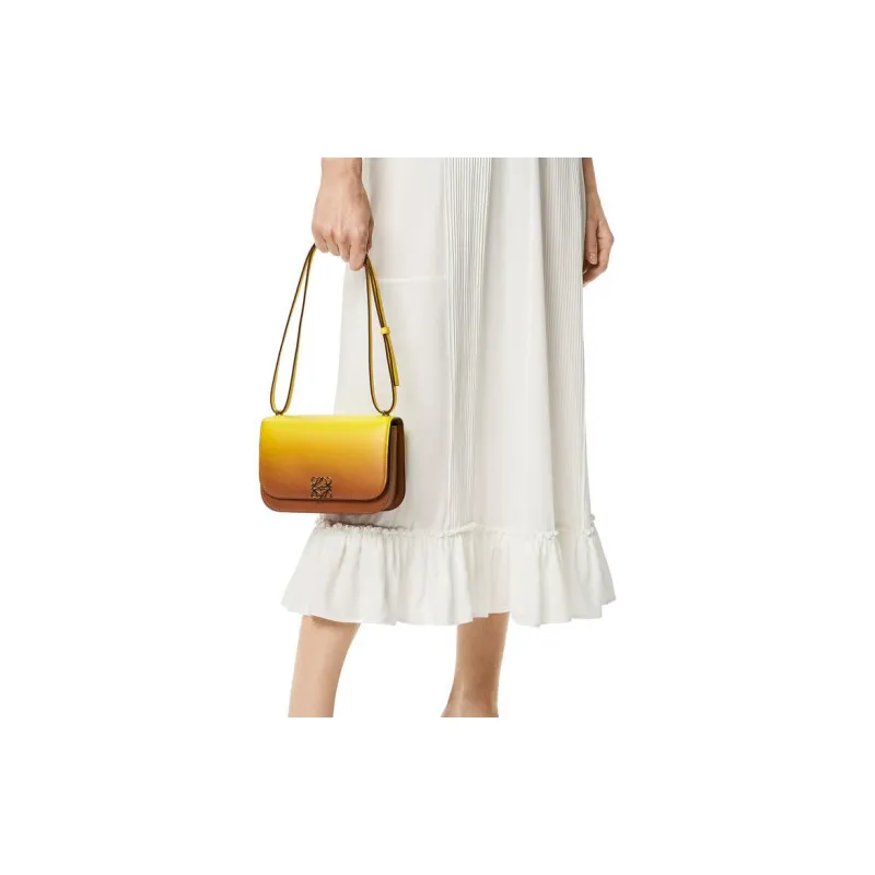 LOEWE Goya Silk Cow Leather Shoulder Bag Crossbody Bag Small Size Women's Lemon/Gold-5