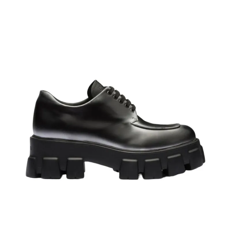 PRADA Moonlith Brushed Leather Lace-up Shoes-1