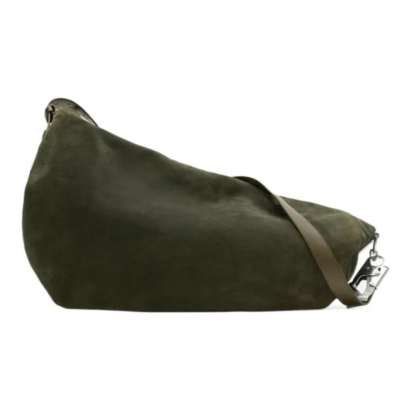 Burberry Calf Suede Shoulder Bag, Crossbody Bag Tubas Women's Olive Green-2