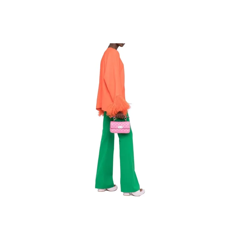 Valentino ROCKSTUD SPIKE Soft Sheep Leather Handbag Shoulder Bag Crossbody Bag Small Size Women's Pink-5