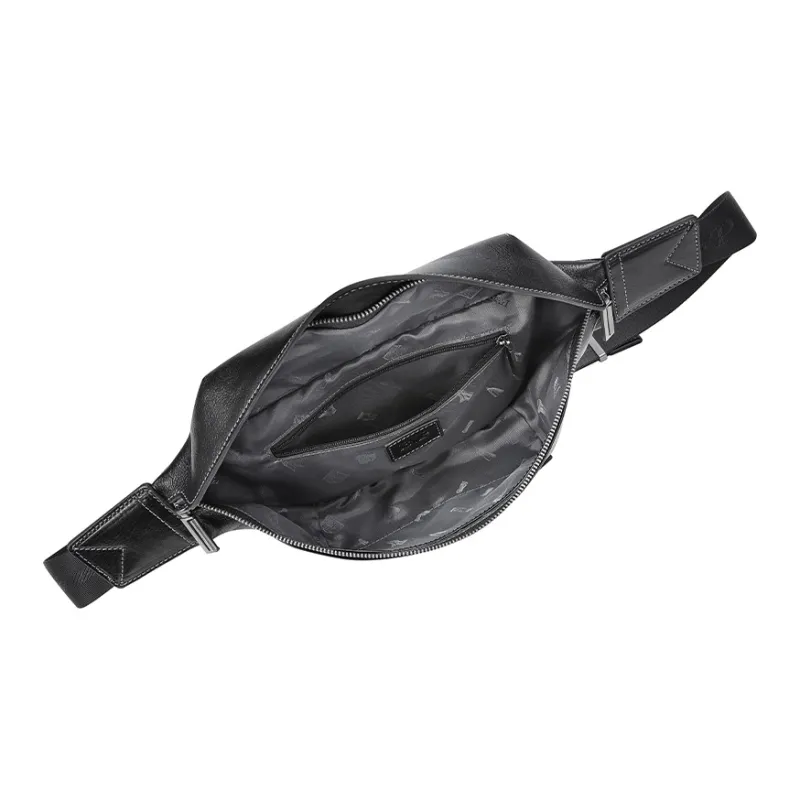 BVP Top Grain Cow Leather Croissant Bag Sling Bag Regular Unisex Black-4