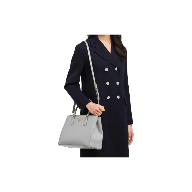 PRADA Saffiano Leather Shoulder Bag Women's Cloud Gray-3