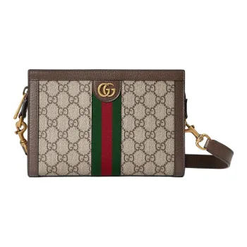 GUCCI Ophidia GG Supreme Canvas Mini Crossbody Clutch Women's Beige And Ebony