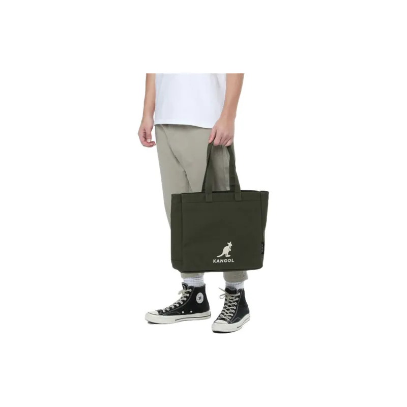 KANGOL Cotton Canvas Portable Tote Bag Regular Unisex Army Green-4