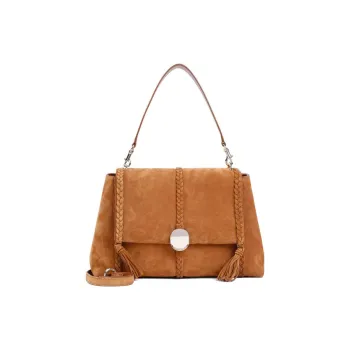 Chloe Penelope Series Suede Calfskin Portable Crossbody Bag, Shoulder Bag Women's Brown