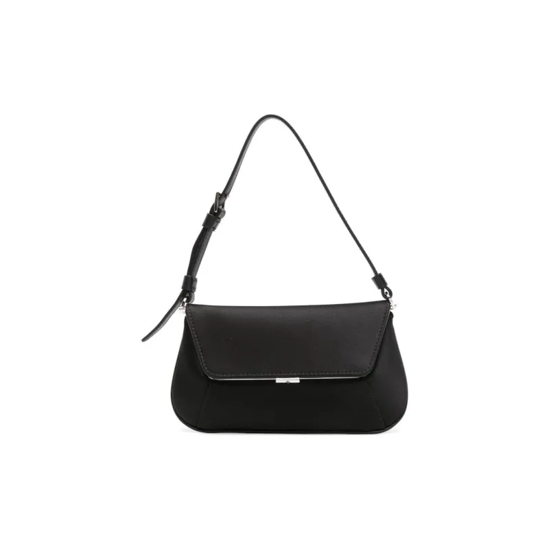 AMINA MUADDI Satin With Calfskin, Polyester, And Silk Handbag Mini Women's Black-0