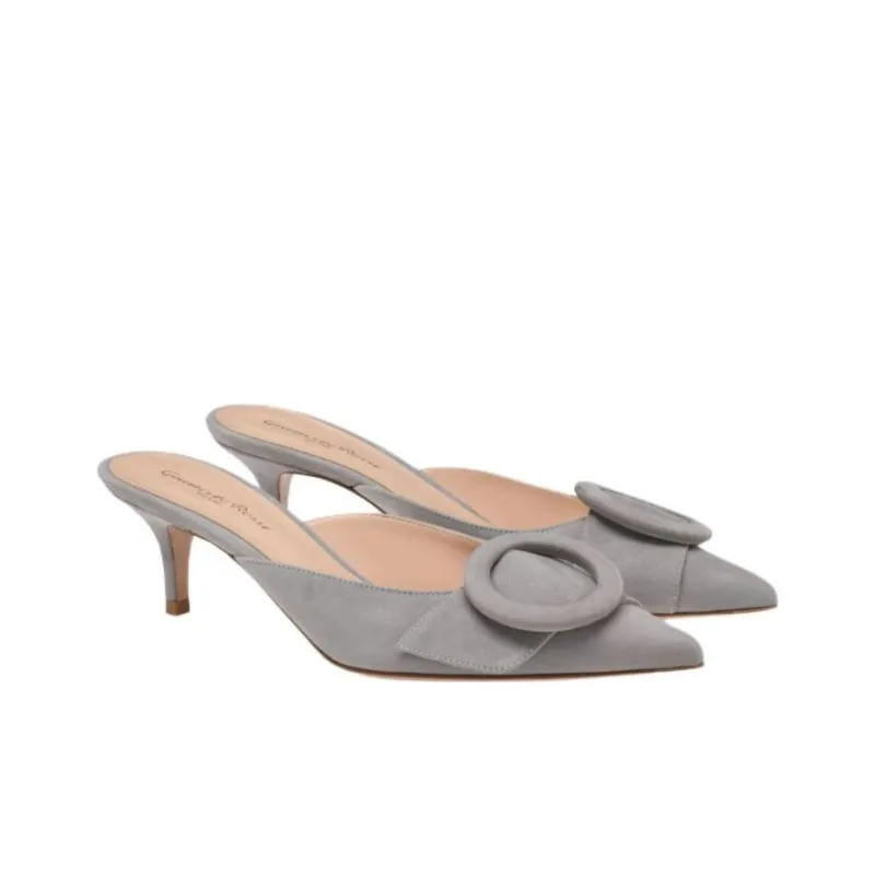 GIANVITO ROSSI Portofino Closed Toe Slippers 5.5cm Women's Gray-2