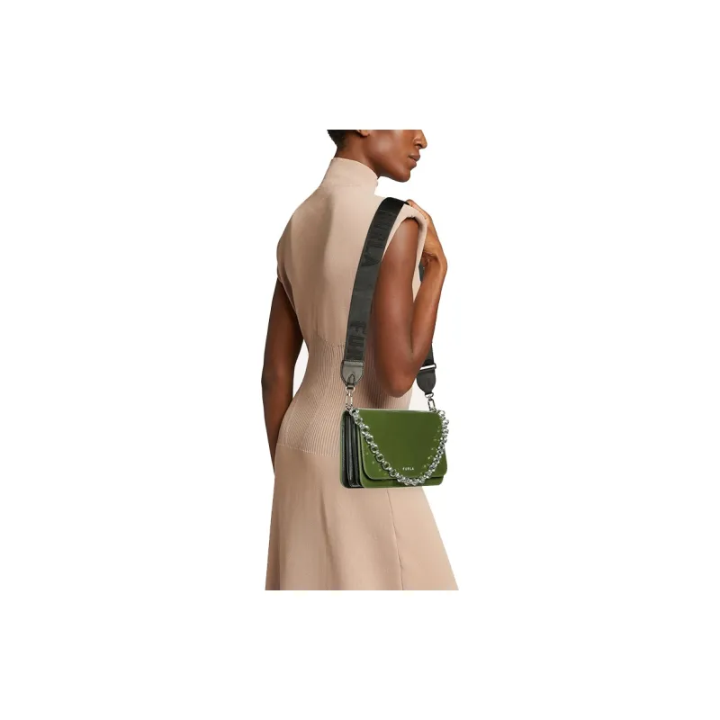 Furla Splendida Leather Hobo Shoulder Bag, Crossbody Bag Small Size Women's Ivy Green-3