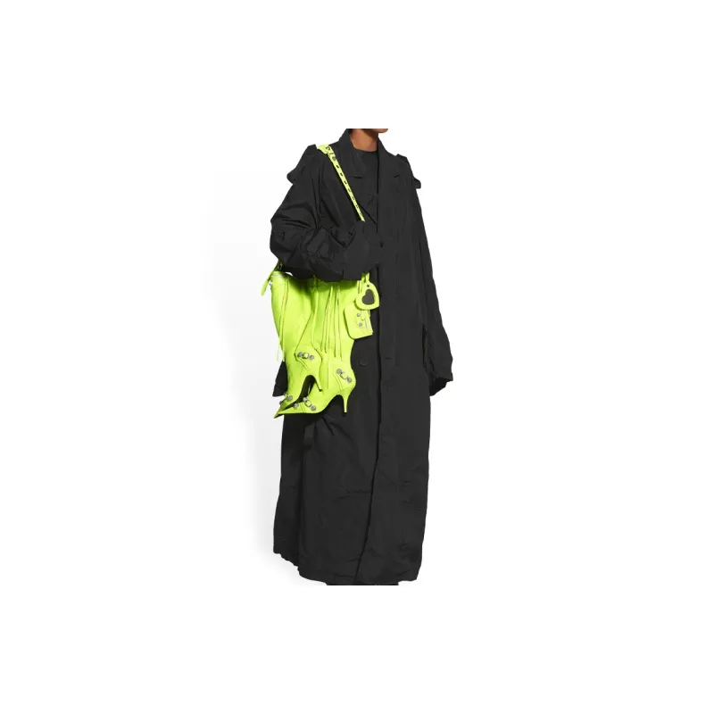 Balenciaga Le Cagole Sheepskin High Heels Style Crossbody Handbag Regular Women's Neon Yellow-5