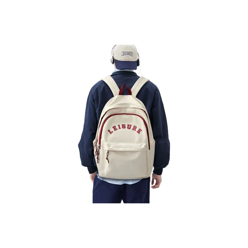 LANDCASE Fabric Laptop Backpack Unisex Burgundy/Black/Blue/Red White-6