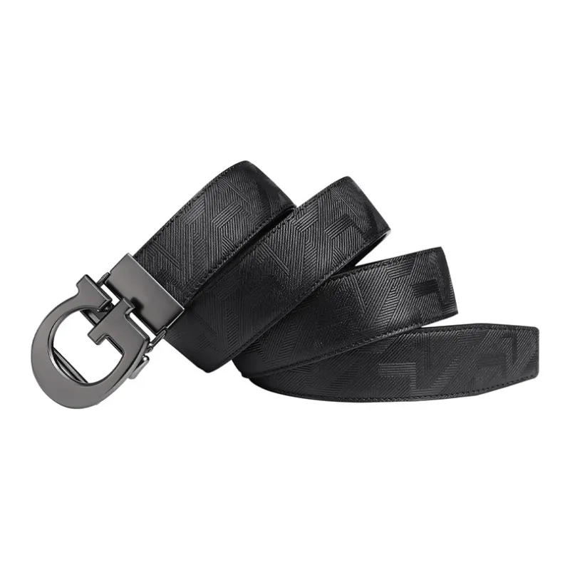GOLF Cow Leather Leather Belts Men's Matte Black Gun 3.5cm-3