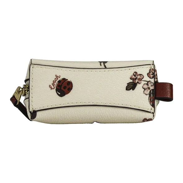 COACH Leather Makeup Bag Women's Chalk White-3