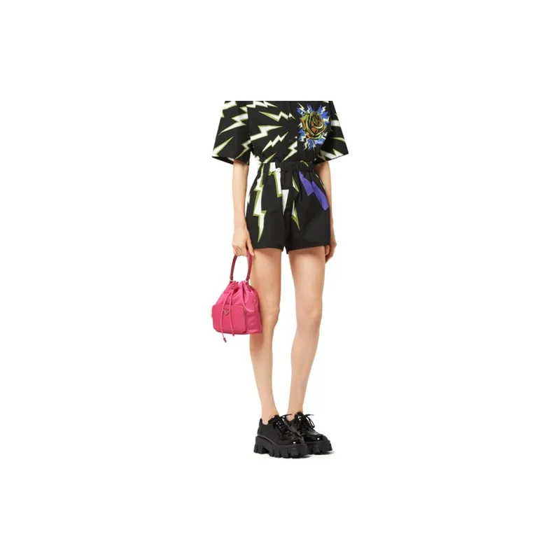 PRADA PRADA Luggage Collection Fabric One Shoulder Handbags Women's Fuchsia-3