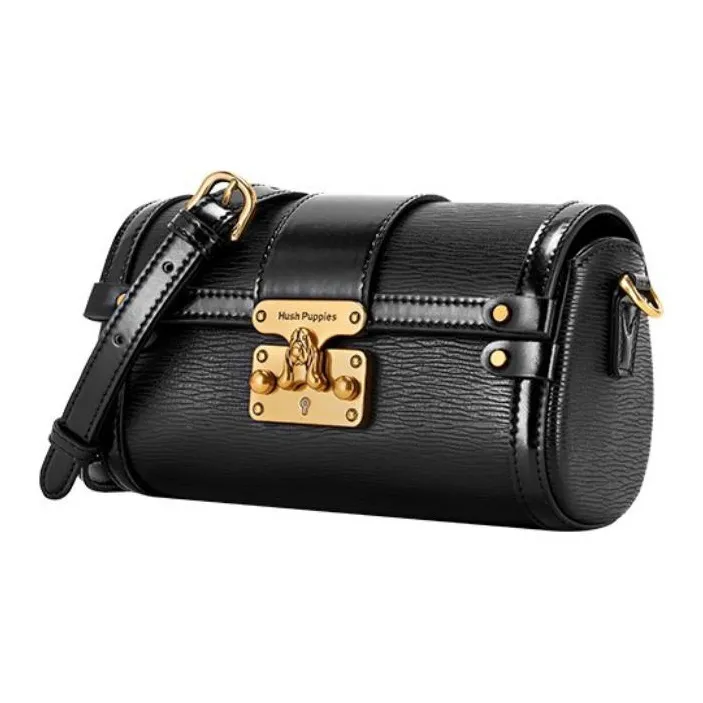 Hush Puppies Cow Leather Shoulder Bag Crossbody Bag Small Square Bag Women's Black/Green/Apricot-1
