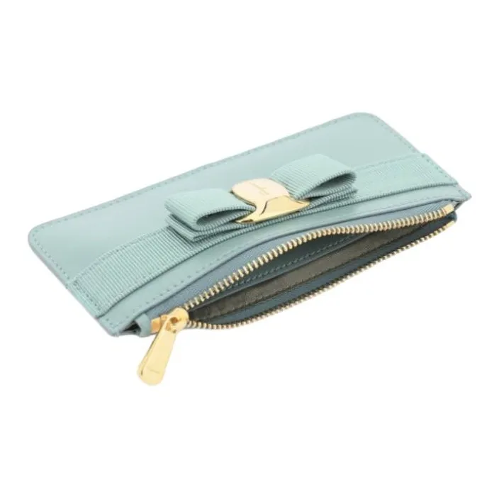 FERRAGAMO Calfskin Coin Purse Regular Women's Light Blue-3