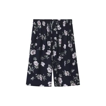 MADALLO Pajama Pants Women's Navy Blue Gardenia Flower