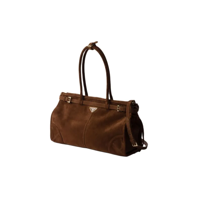 PRADA Suede Leather Shoulder Bag, Crossbody Bag, Handbag Tubas Women's Cocoa Brown-1