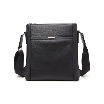 Old Man's Head Top Grain Cow Leather Shoulder Bag Crossbody Bag Small Square Bag Regular Men's Black