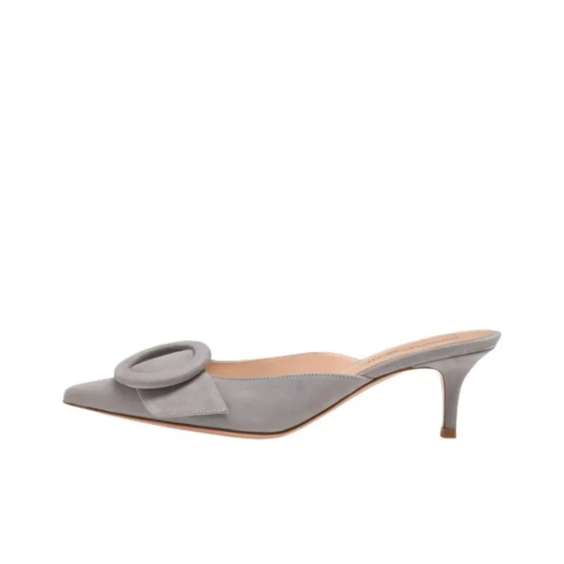 GIANVITO ROSSI Portofino Closed Toe Slippers 5.5cm Women's Gray-0