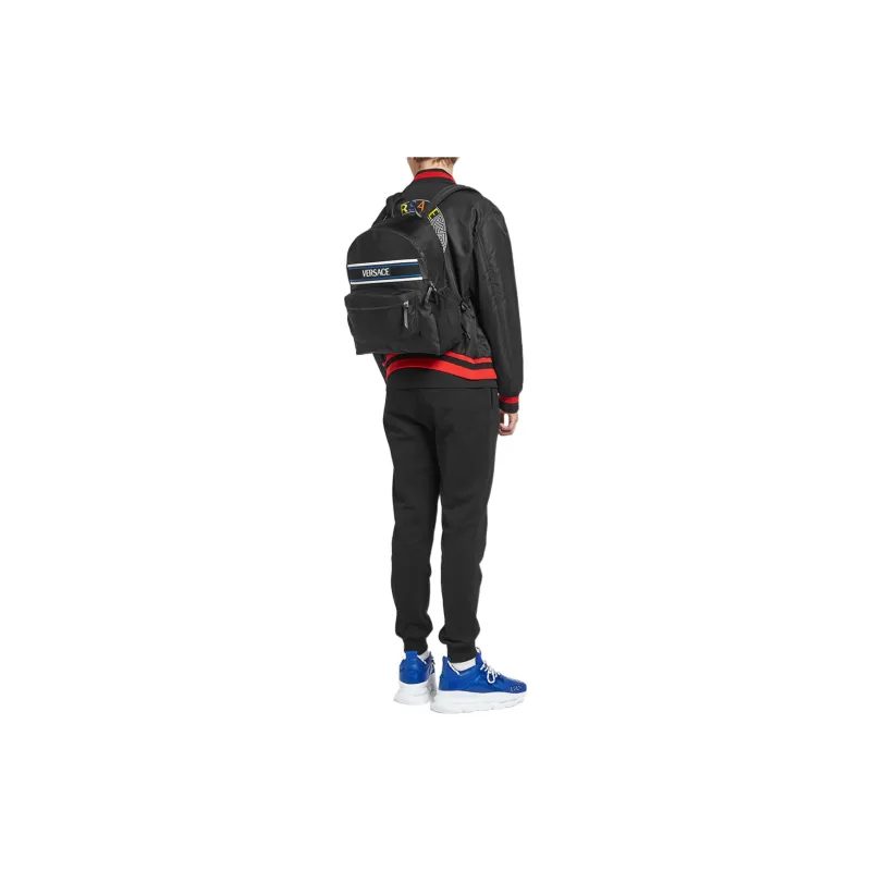 VERSACE Fabric Backpack Men's Black-5