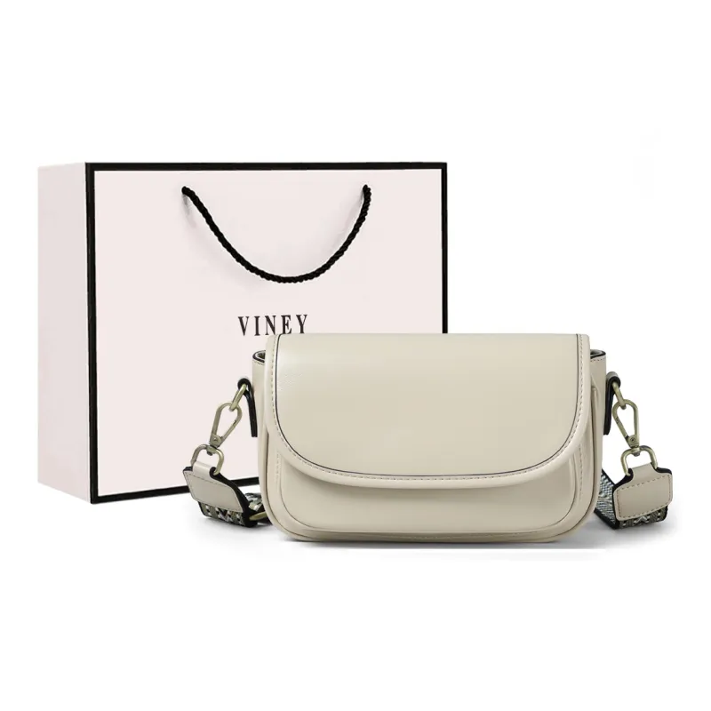VINEY Cow Leather Bonded Synthetic Leather Small Square Bag Shoulder Bag Small Size Women's Dark Brown-6