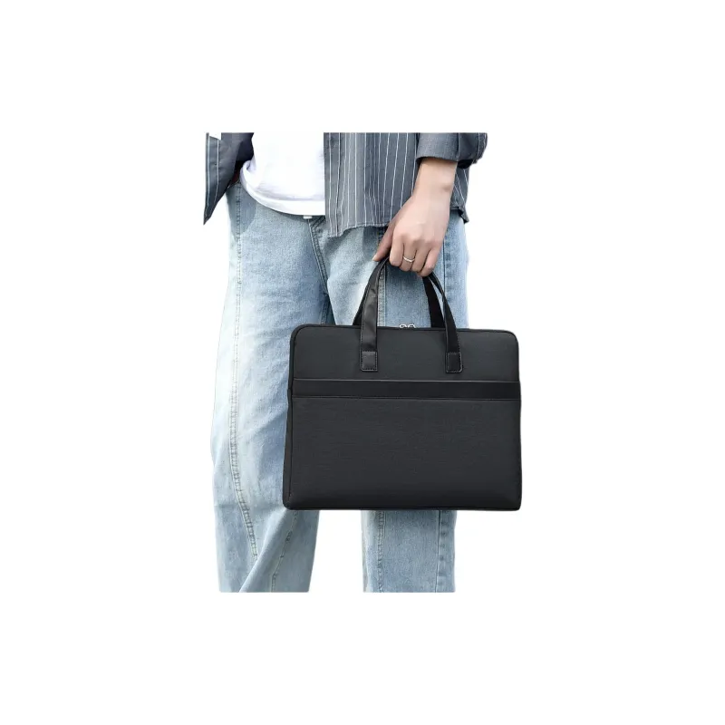 MUYKUY Polyester Handbag File Bag Laptop Bag Briefcase Large Size Unisex Black/Gray-1