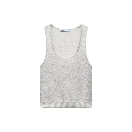 ZARA Tank Tops Women's Gray