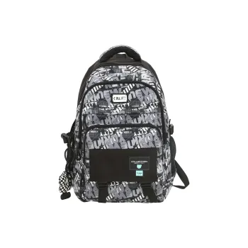 MOK Nylon Backpack Regular Unisex Black/Light Blue/Dark Blue/White