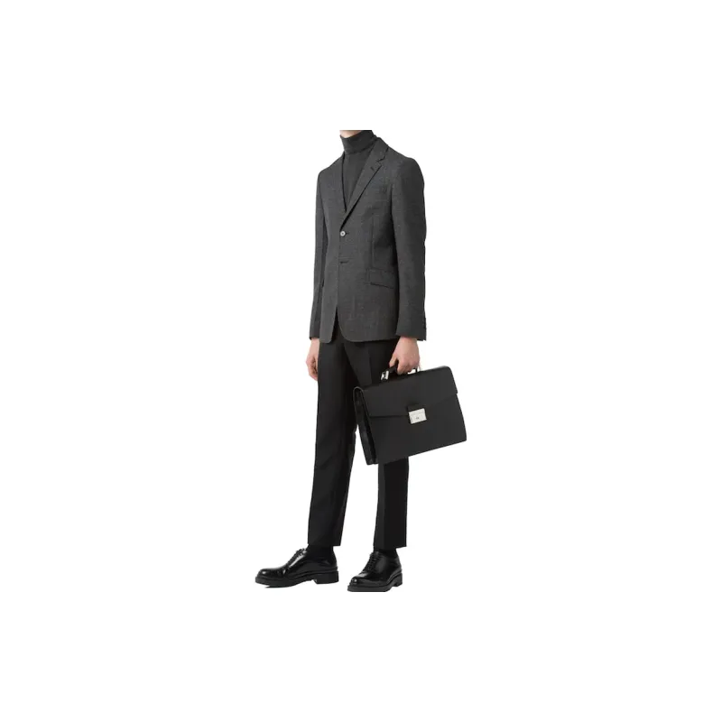 PRADA Saffiano Leather Briefcases Handbags Men's Black-5