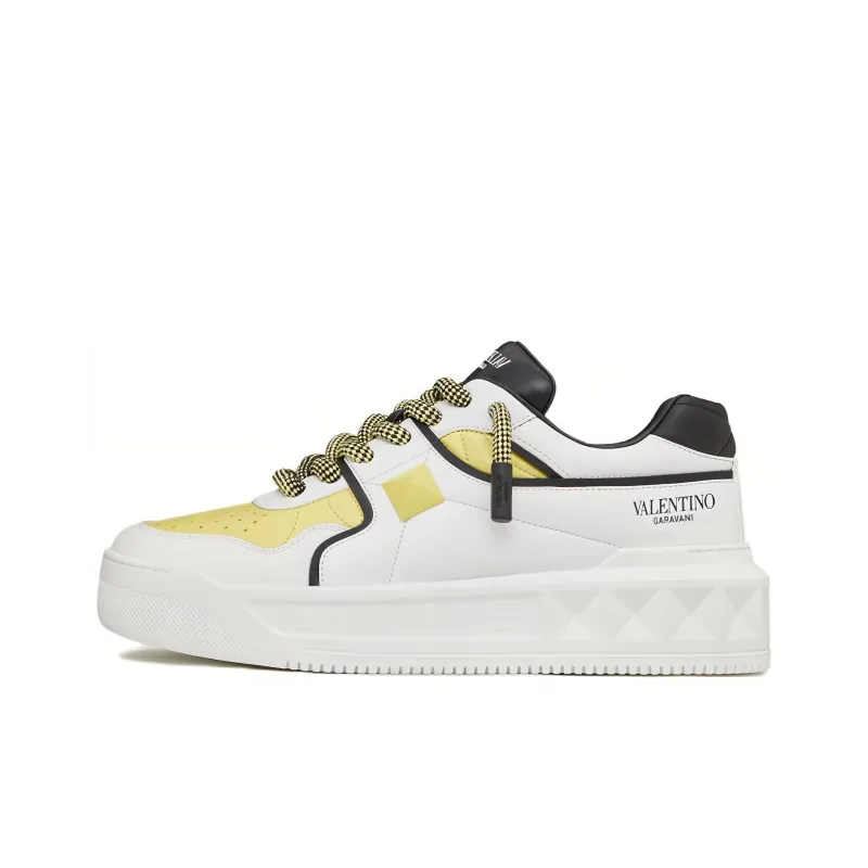 Valentino ONE STUD XL Low Top Skateboard Shoes Men's White Yellow-0