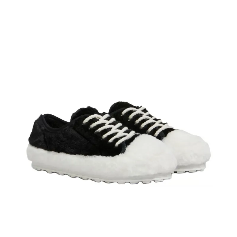 MARNI Faux-Fur Lace-Up Sneakers Women's-2