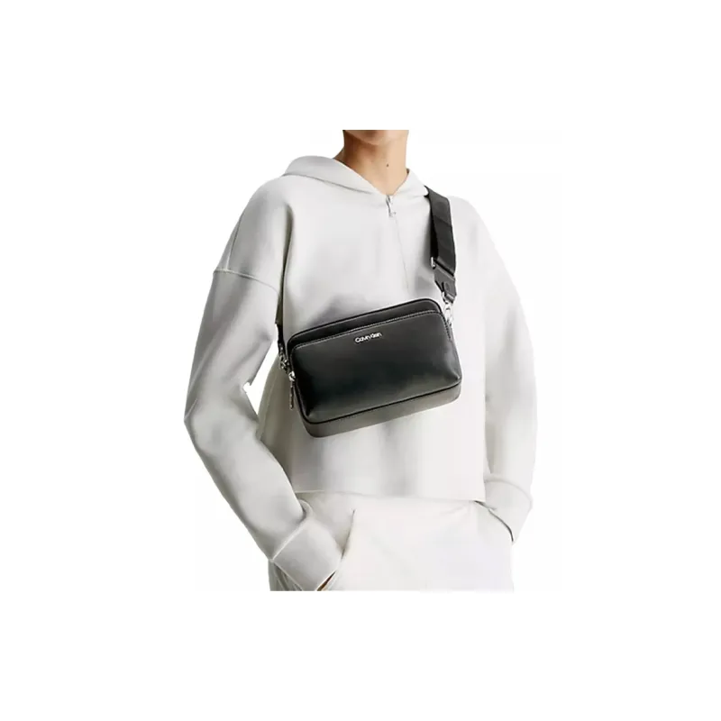 CK/Calvin Klein Recycled Polyester Shoulder Bag Crossbody Bag Large Size Women's Black-4